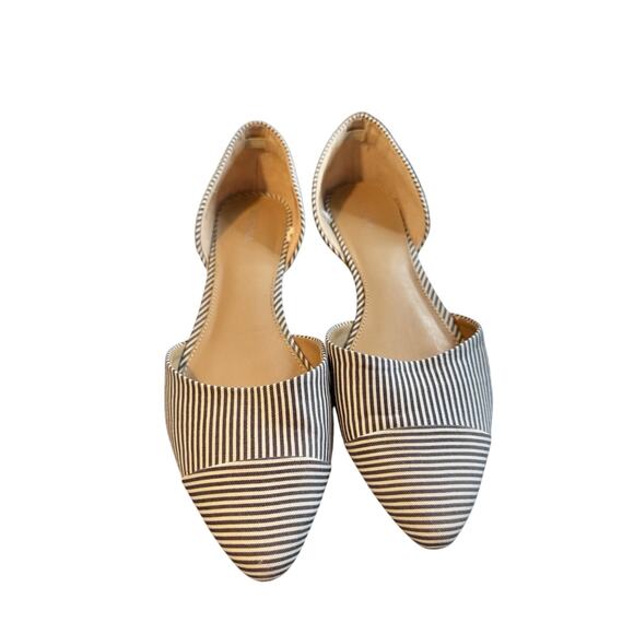 Merona Poppy D'orsay Blue White Pinstripe Pointy Toe Ballet Flats SZ 10 Shoes - Picture 4 of 5